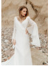 V Neck Ivory Chiffon Elegant Summer Wedding Dress